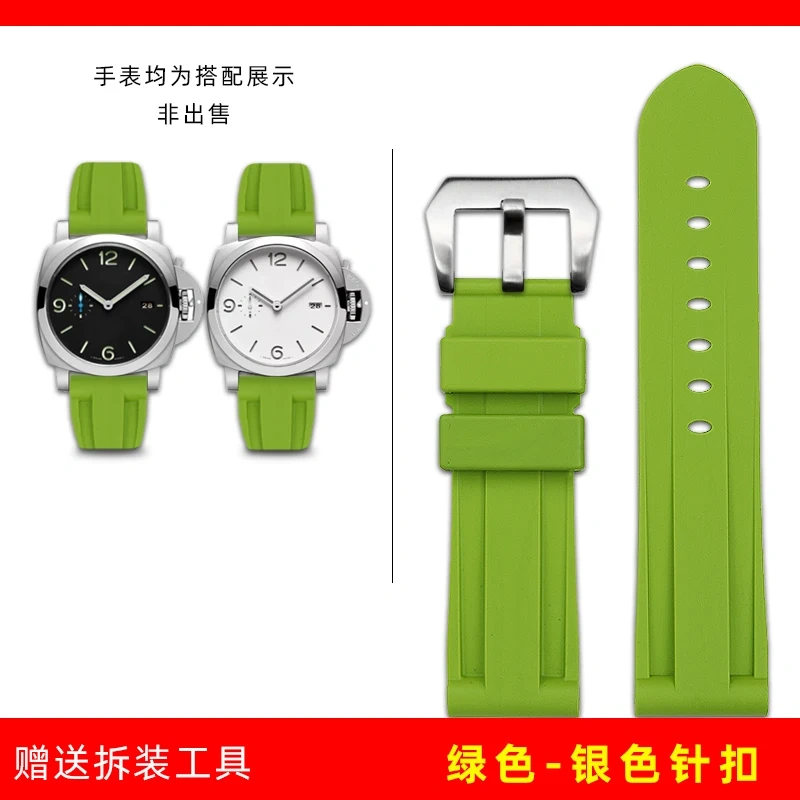 For Panerai Men's Watch PAM441/111 Watchband Fat Sea Sneak Lumino Waterproof Rubber Men Silicone Watch Strap 24mm 26mm Bracelet