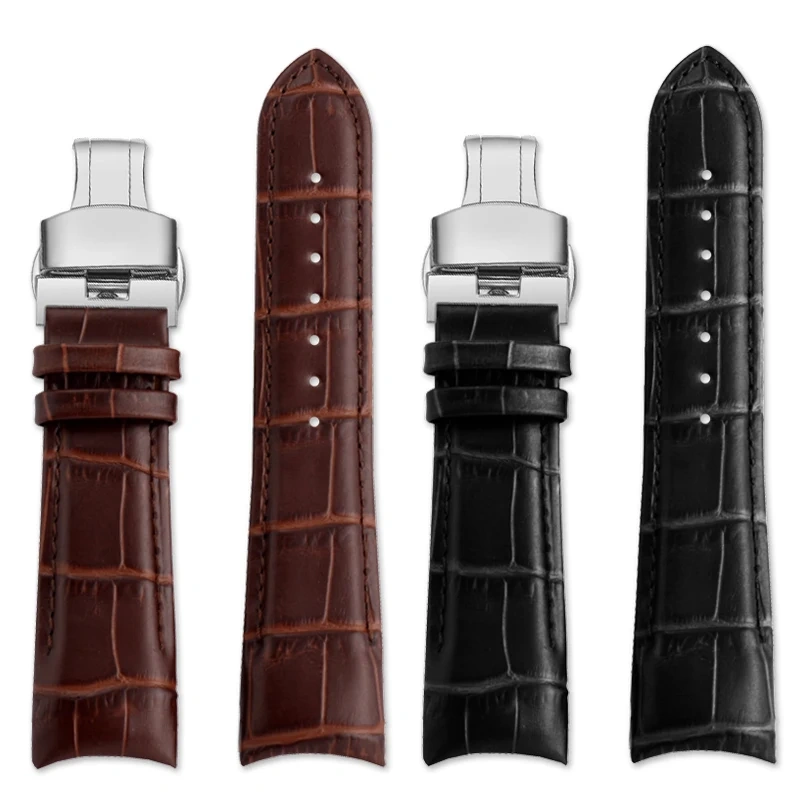 22mm 23mm 24mm Genuine Leather Curved End Watchband For Tissot Watch Belt 1853 COUTURIER T035627A T035407A T035439 Men's Strap