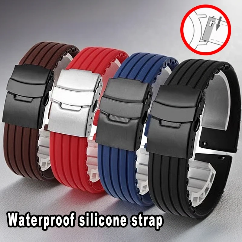 20mm 22mm Quick Release Silicone Watch Bands For Casio Huawei Samsung Active Fossil Watch Strap 18mm 24mm Men Rubber Sport Bands