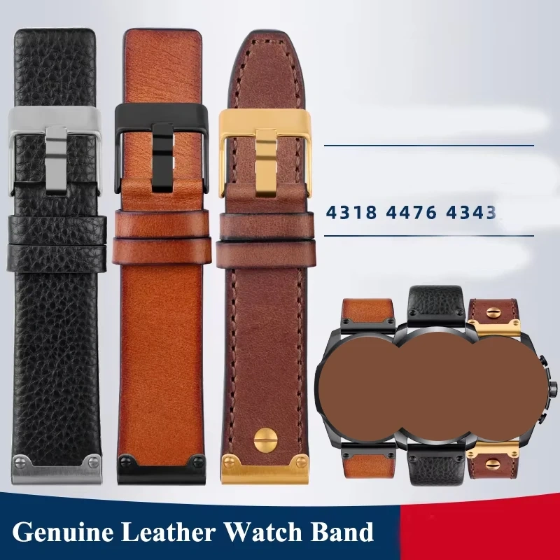26mm High Quality Genuine Leather Watch Band For Diesel DZ4318 DZ4343 DZ4476 DZ4323 DZ4290 DZ4292 Series Men Vintage Watch strap