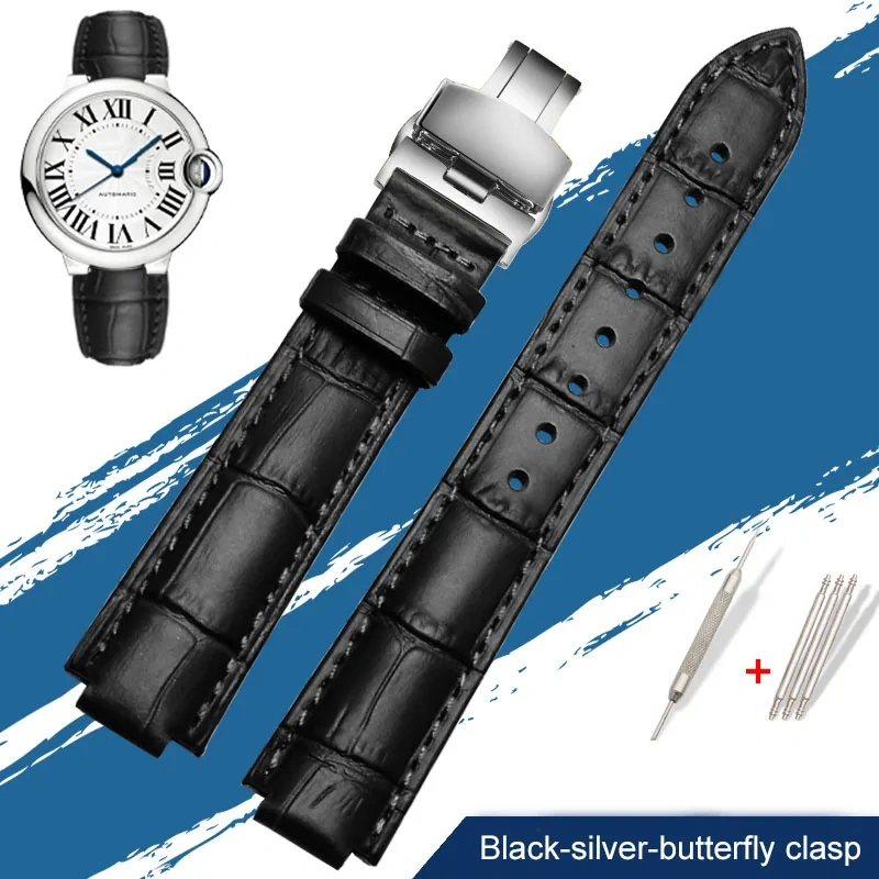 Genuine Leather Watch Band For Cartier Blue Balloon W69012Z4 W6900456/556 Series Men Women Watch Chain Watch Strap 16mm 18mm