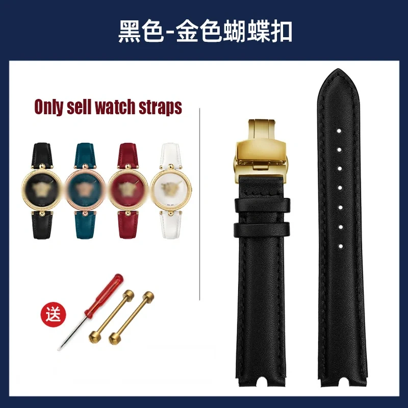 For VERSACE PALAZO Wristband Medusa Notched Genuine Leather Watch Band 18MM Women's Watch Strap VECQ00418/00118 Ladies Bracelet