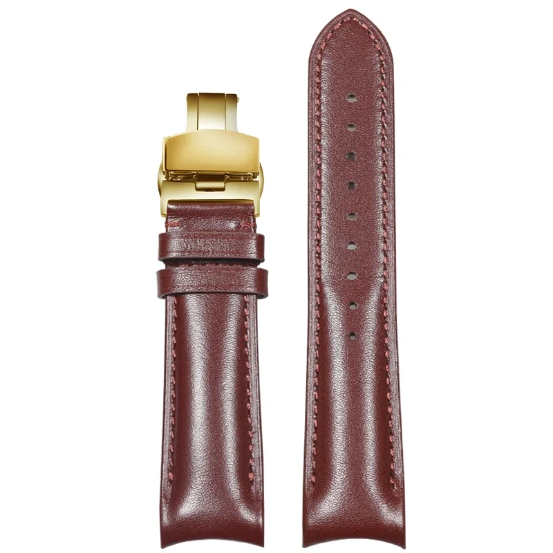 Curved End Leather Strap for Omega MoonSwatch Seamaster Speedmaster 20mm Release Genuine Leather Band accessories