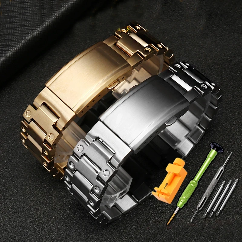 For Casio Watchband Advanced Retrofit Diamond Case Bracelet Stainless Steel WatchStrap DW5600/5610 GMW-B5000 Metal Wristband