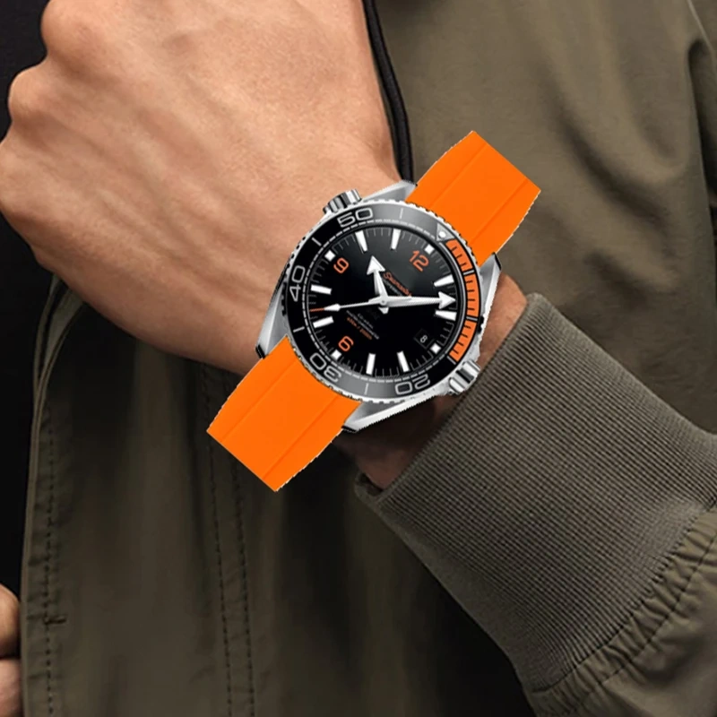 21MM Curved End silicone Rubber watch strap for Rolex Seiko Longines Master Conquest HydroConquest L3 Sport Wristband Universal