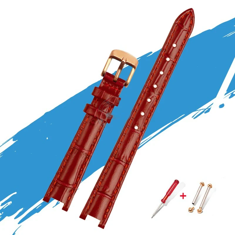 For Gucci YA1414 YA1415 GC Bracelet Notched High-quality Leather Watchband For Women's 12*5MM 14*5MM Waterproof Soft Watch Strap