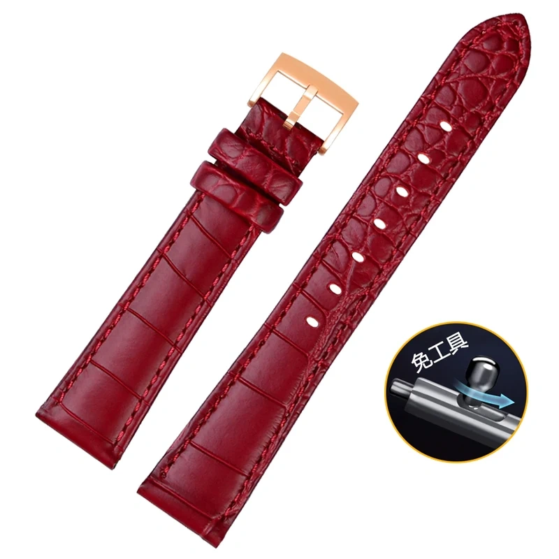 For Swarovski 5547642 5452498 5452501 551630 Watch Strap Green Water Ghost Women's Premium Leather Wristband 15MM 17MM Watchband