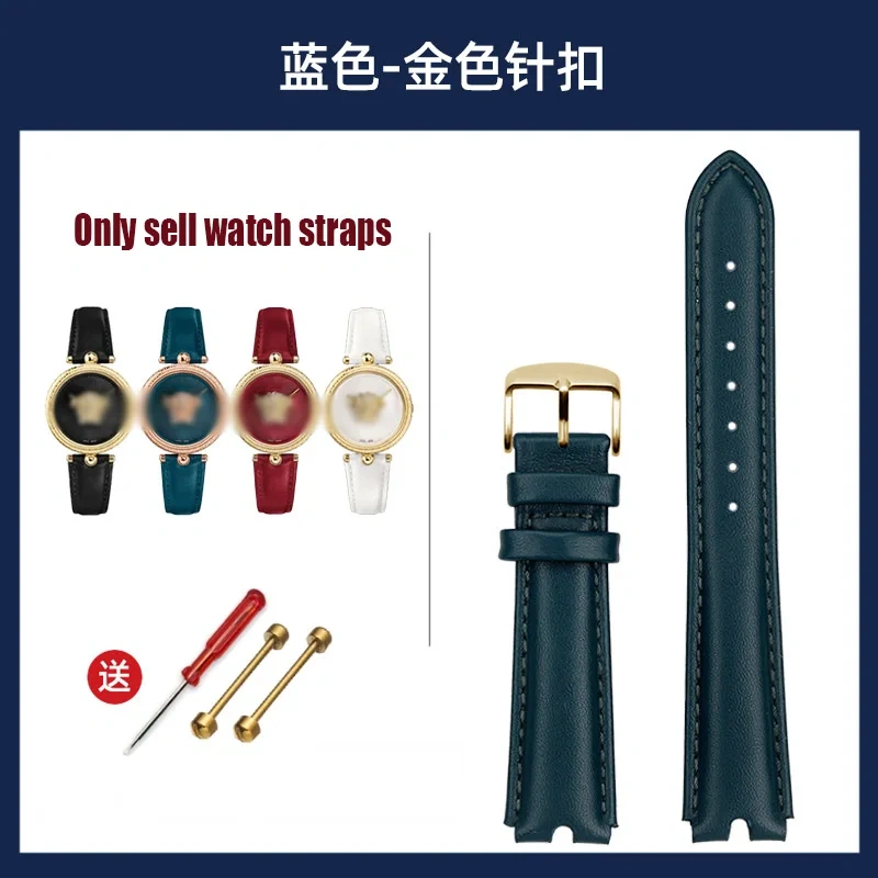 For VERSACE PALAZO Wristband Medusa Notched Genuine Leather Watch Band 18MM Women's Watch Strap VECQ00418/00118 Ladies Bracelet