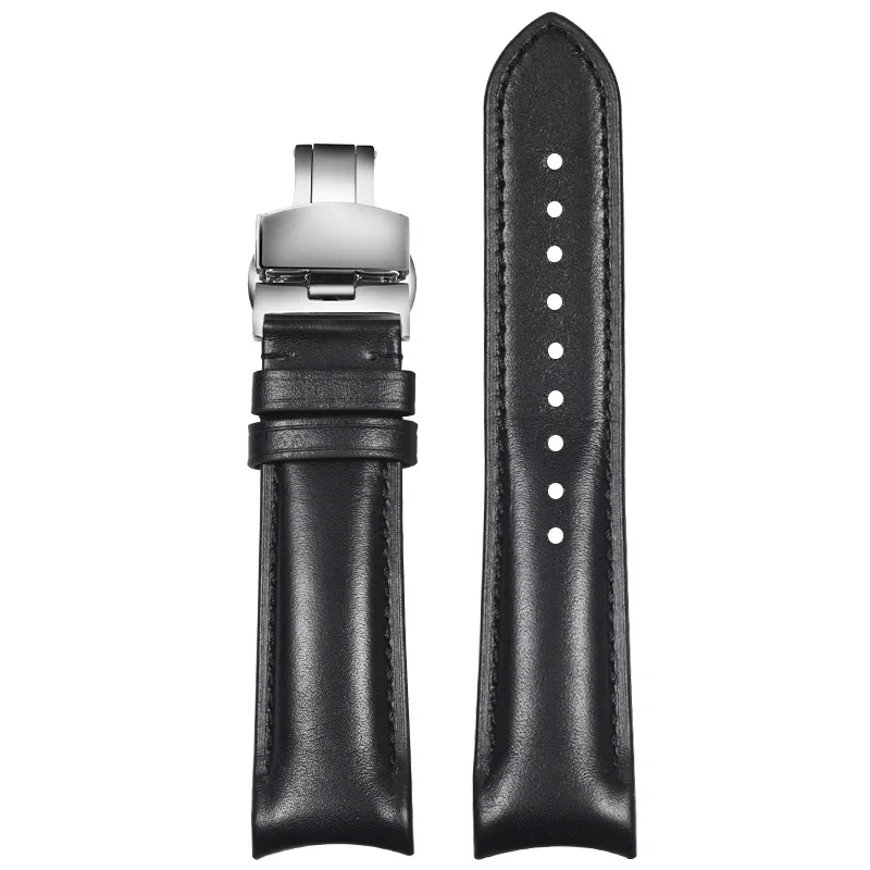 Curved End Leather Strap for Omega MoonSwatch Seamaster Speedmaster 20mm Release Genuine Leather Band accessories