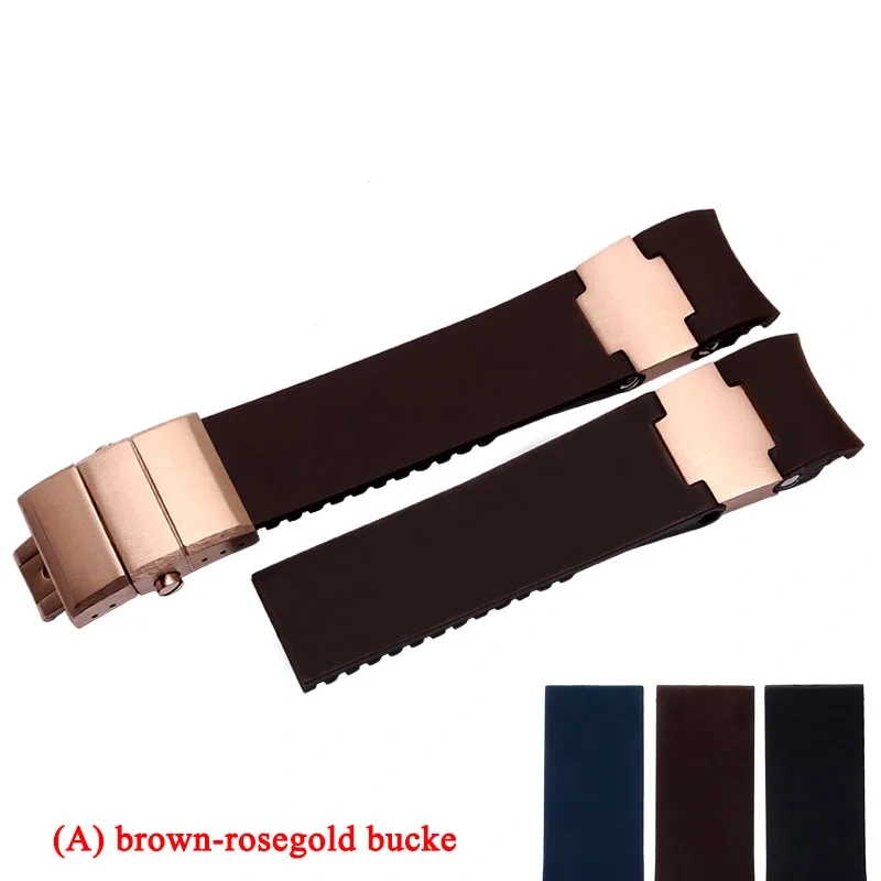 For Ulysse Nardin Silicone Rubber Watchband 263 DIVER Curved End Watch strap Men Brown Blue 22mm Waterproof belt Bracelets