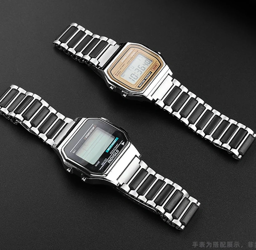 For Casio electronic watch AE-1200/1100 A158/159 AE1100 F91W W-216H Bracelet modified Watchband men's stainless steel strap 18mm