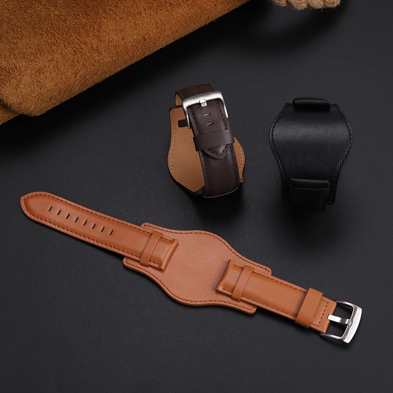 For Fossil FS4656 CH2564 CH2565 CH2891CH3051 PAM Tudor Watchband Cow Leather wristband With tray bracelet Watch strap 22 24mm