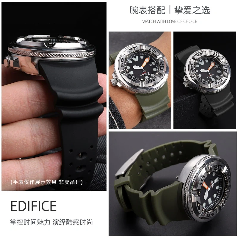 For Citizen Little Monster Bracelet BJ8050-08E BJ8057 8058 canned diving Watch band Waterproof Men's Silicone Rubber watch strap