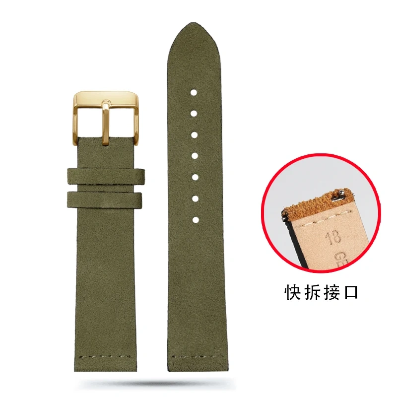 Suede Leather Quick Release Strap For Casio A159W-N1 A158WA A168 F91W Retro Square Watch 18mm Vintage Nubuck Replacement Band