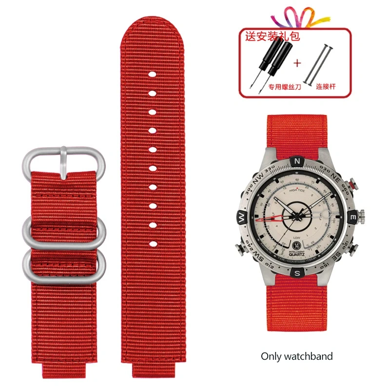 For TIMEX Tide Canvas Convex Strap Male Compass Bracelet T2N721 T2N720 TW2T76500 TW2T76300 Nylon Watchband 24*16MM Wristband