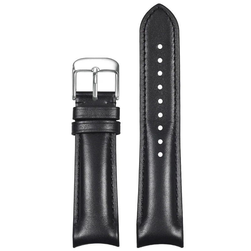 Curved End Leather Strap for Omega MoonSwatch Seamaster Speedmaster 20mm Release Genuine Leather Band accessories