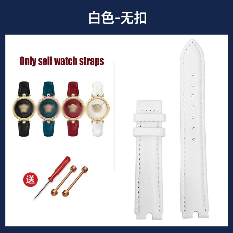 For VERSACE PALAZO Wristband Medusa Notched Genuine Leather Watch Band 18MM Women's Watch Strap VECQ00418/00118 Ladies Bracelet