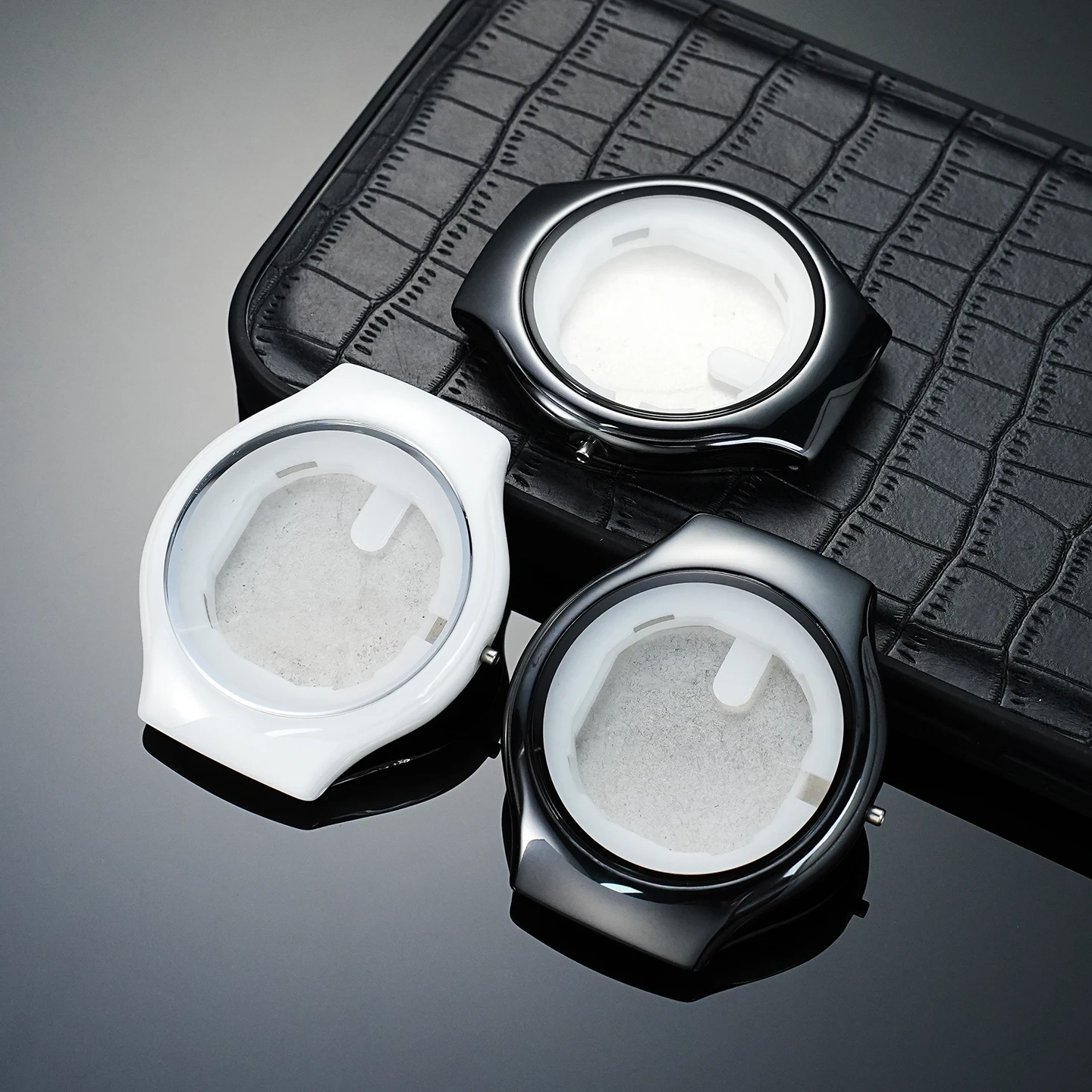 Compatible with RADO True series ceramic watch case middle replacement parts - High-gloss black and white watch case outer shell