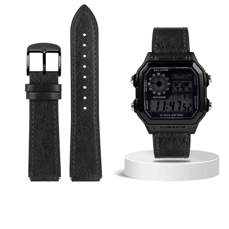 1200 Cow leather Strap 18mm For Casio AE-1200WH/1300/1000/A159W-N1 A158W/A168/f91w/ AQ-230 LA-680 Cowhide Watchband Men Bracelet