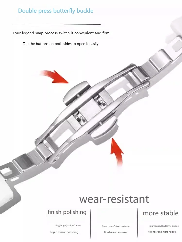 Ceramic Watch Strap For CIGA design Mechanical watch barrel shaped Bracelet 22mm waterproof White Quick release men's Watchband
