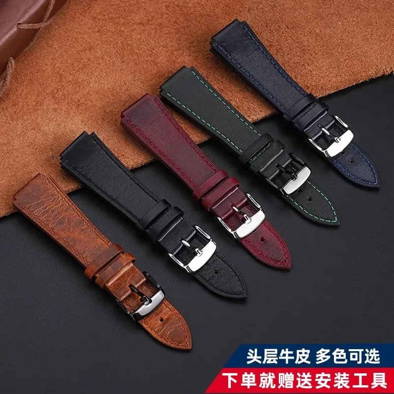 Retro Bracelet 18mm For Casio Vintage Leather Strap A158 A159 A169 AE-1200 AE1200 AE1300 SGW-300/400 AQ-150W Cowhide Wristband