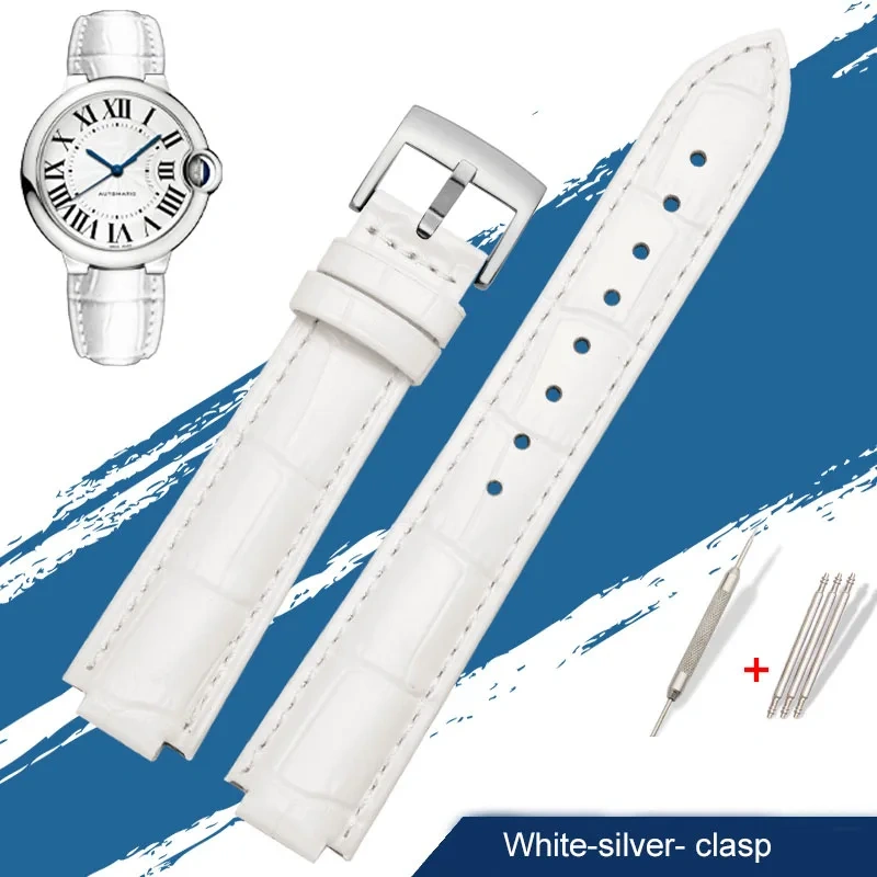 Genuine Leather Watch Band For Cartier Blue Balloon W69012Z4 W6900456/556 Series Men Women Watch Chain Watch Strap 16mm 18mm