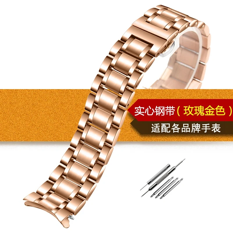 For Seiko Timex Citizen Casio Longines Curved End Stainless Steel Strap Men 20mm 22mm 24mm Metal Watchband Watch Chain Bracelet