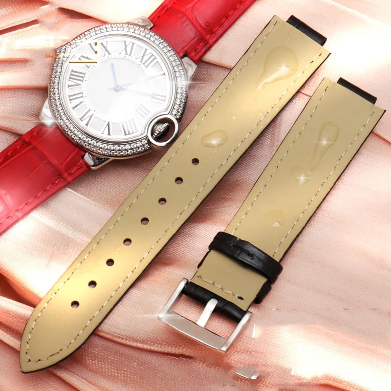 Genuine Leather Watch Band For Cartier Blue Balloon W69012Z4 W6900456/556 Series Men Women Watch Chain Watch Strap 16mm 18mm