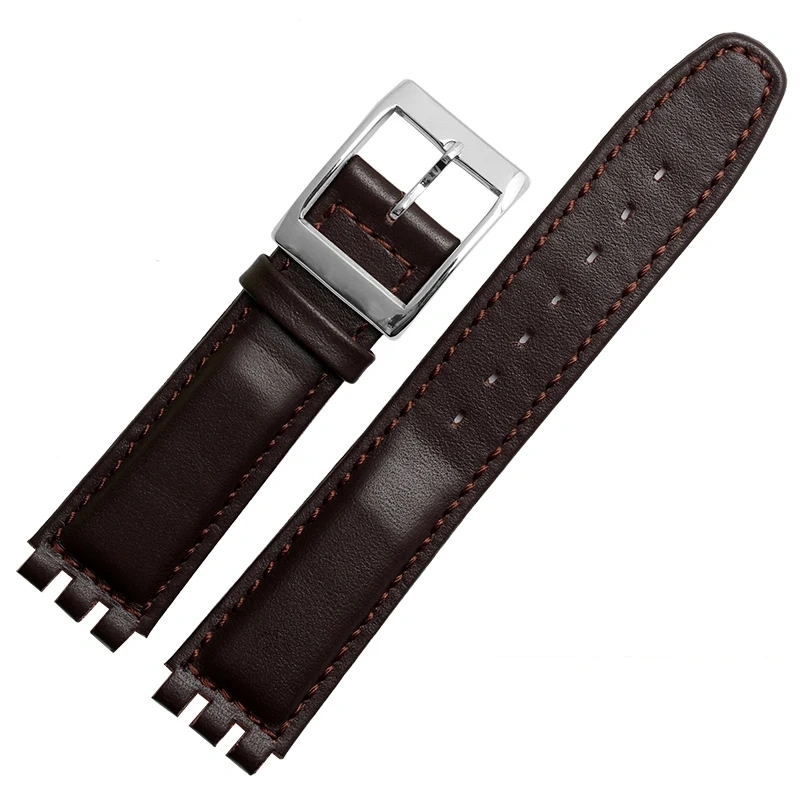 17mm 19MM Waterproof Bracelet For SWATCH High Quality Genuine Leather Watchband Men's and Women's Watch Chain Bump Mouth Strap