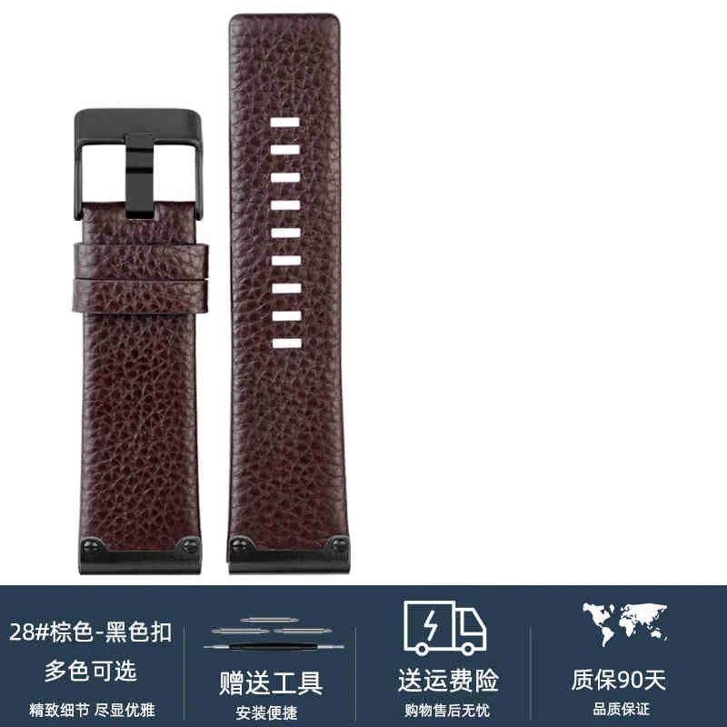 26mm High Quality Genuine Leather Watch Band For Diesel DZ4318 DZ4343 DZ4476 DZ4323 DZ4290 DZ4292 Series Men Vintage Watch strap
