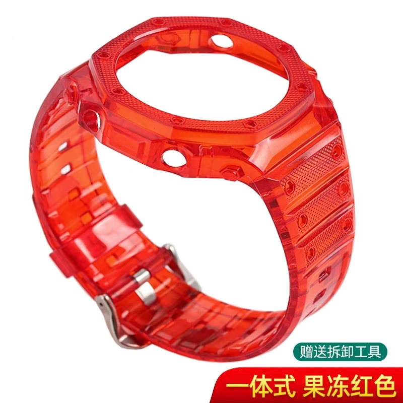 Transparent Watch Case+ Strap For Casio G-SHOCK GA-2100 GA2110 Modified Bracelet Silicone Bezel/Case Set Watchband Accessories