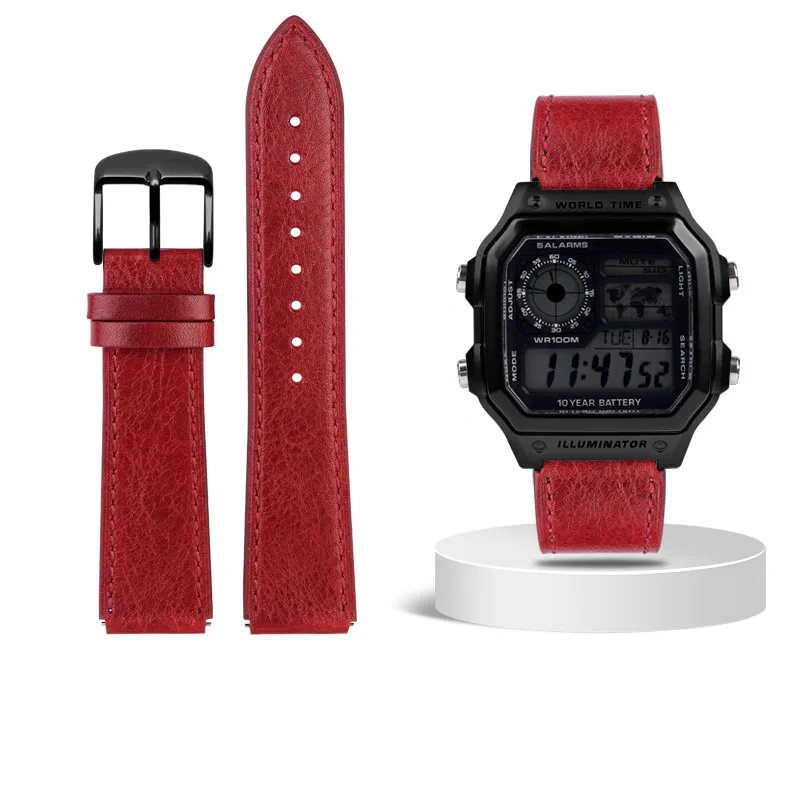 1200 Cow leather Strap 18mm For Casio AE-1200WH/1300/1000/A159W-N1 A158W/A168/f91w/ AQ-230 LA-680 Cowhide Watchband Men Bracelet
