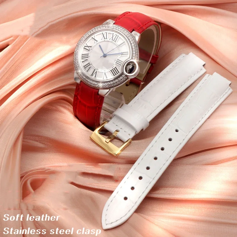 Genuine Leather Watch Band For Cartier Blue Balloon W69012Z4 W6900456/556 Series Men Women Watch Chain Watch Strap 16mm 18mm