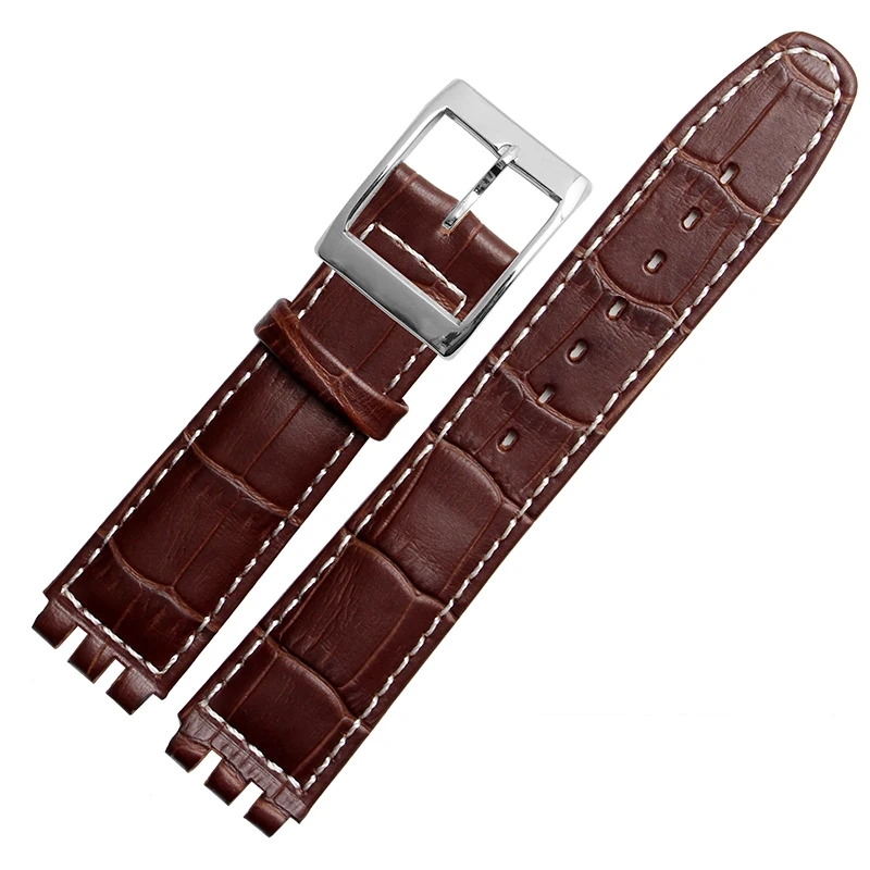 17mm 19MM Waterproof Bracelet For SWATCH High Quality Genuine Leather Watchband Men's and Women's Watch Chain Bump Mouth Strap
