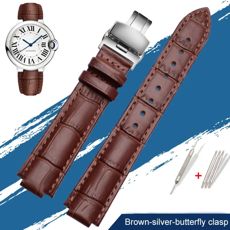 Genuine Leather Watch Band For Cartier Blue Balloon W69012Z4 W6900456/556 Series Men Women Watch Chain Watch Strap 16mm 18mm