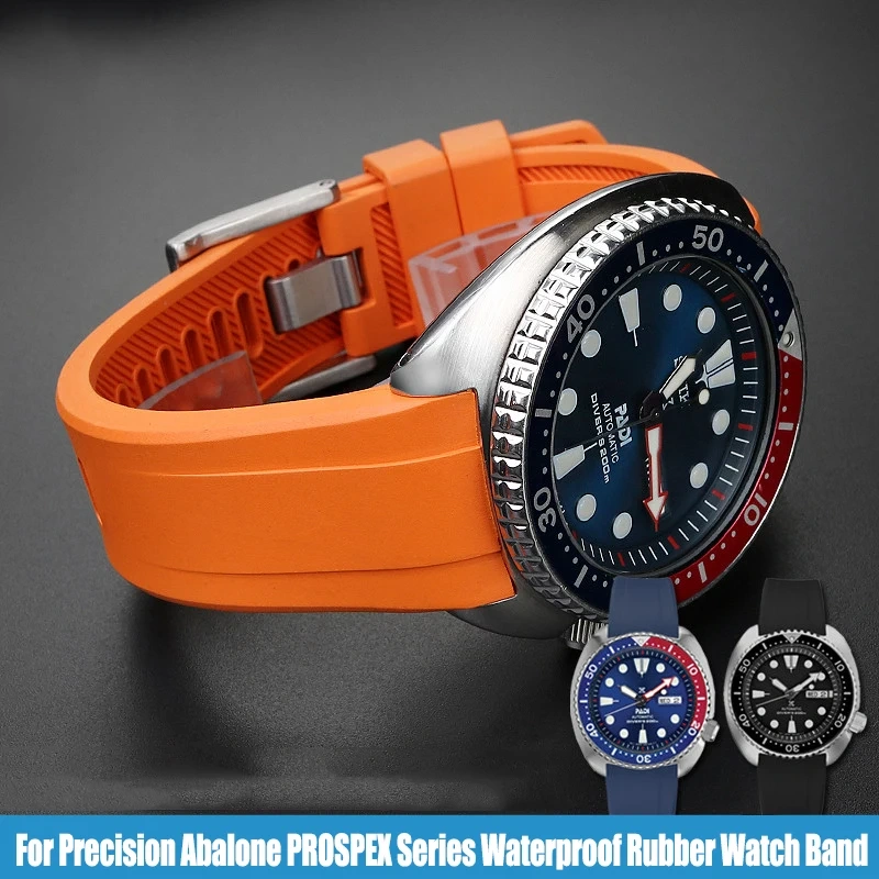 22MM Bracelet For Seiko PROSPEX Series Silicone Watch band PADI Abalone SRPE99K1 Cola Ring SRPA21J1 Fluorine Rubber Watch Strap