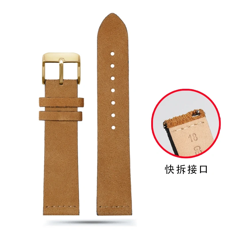Suede Leather Quick Release Strap For Casio A159W-N1 A158WA A168 F91W Retro Square Watch 18mm Vintage Nubuck Replacement Band