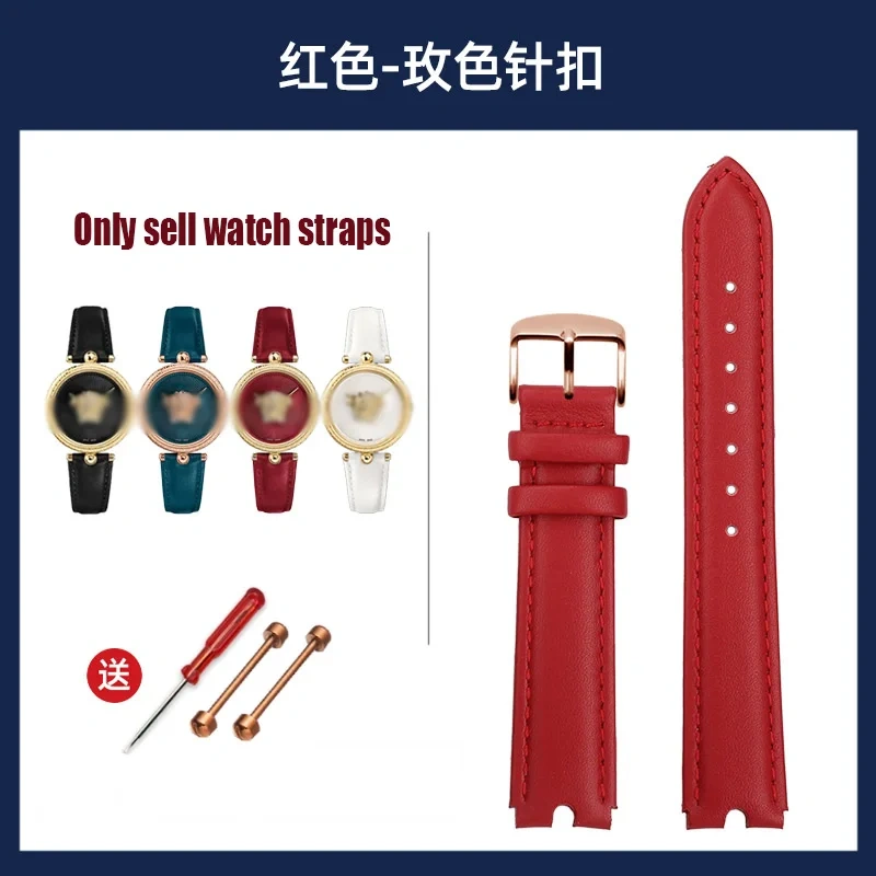 For VERSACE PALAZO Wristband Medusa Notched Genuine Leather Watch Band 18MM Women's Watch Strap VECQ00418/00118 Ladies Bracelet