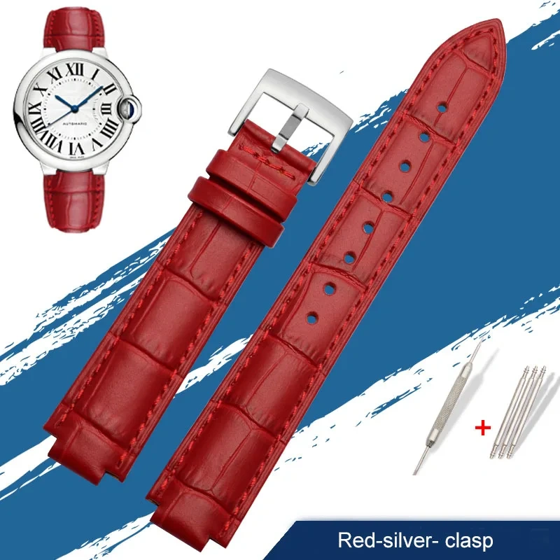 Genuine Leather Watch Band For Cartier Blue Balloon W69012Z4 W6900456/556 Series Men Women Watch Chain Watch Strap 16mm 18mm