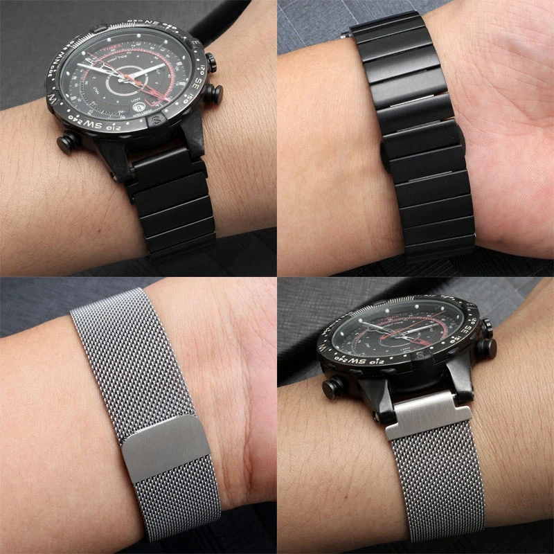 For Men's TIMEX T2N720 T2N721 TW2R55500 T2N739 Garmin Soild Stainless Steel Watchband Watch Strap 24*16mm Lug End Metal Bracelet
