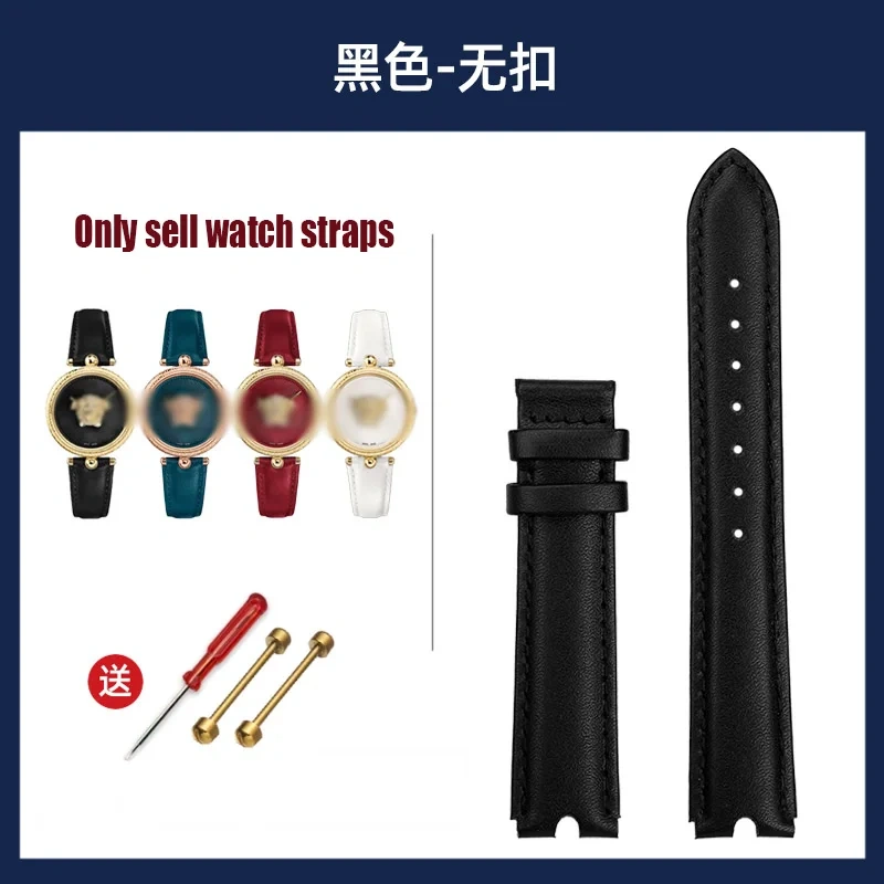 For VERSACE PALAZO Wristband Medusa Notched Genuine Leather Watch Band 18MM Women's Watch Strap VECQ00418/00118 Ladies Bracelet