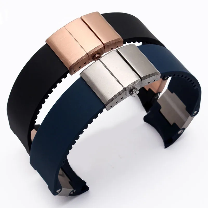 For Ulysse Nardin Silicone Rubber Watchband 263 DIVER Curved End Watch strap Men Brown Blue 22mm Waterproof belt Bracelets