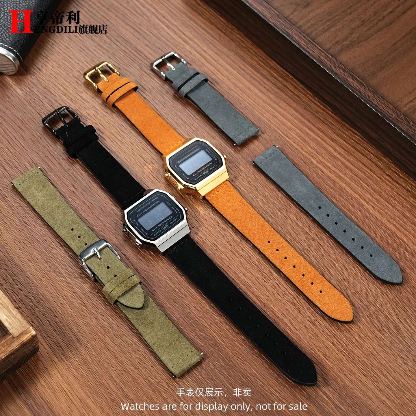 Suede Leather Quick Release Strap For Casio A159W-N1 A158WA A168 F91W Retro Square Watch 18mm Vintage Nubuck Replacement Band