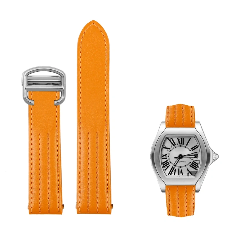 20mm Watch Strap For Cartier Roadster Sports Car W6206018 W6206017 High-quality Men women Cow Leather Watch Band 19mm Bracelet