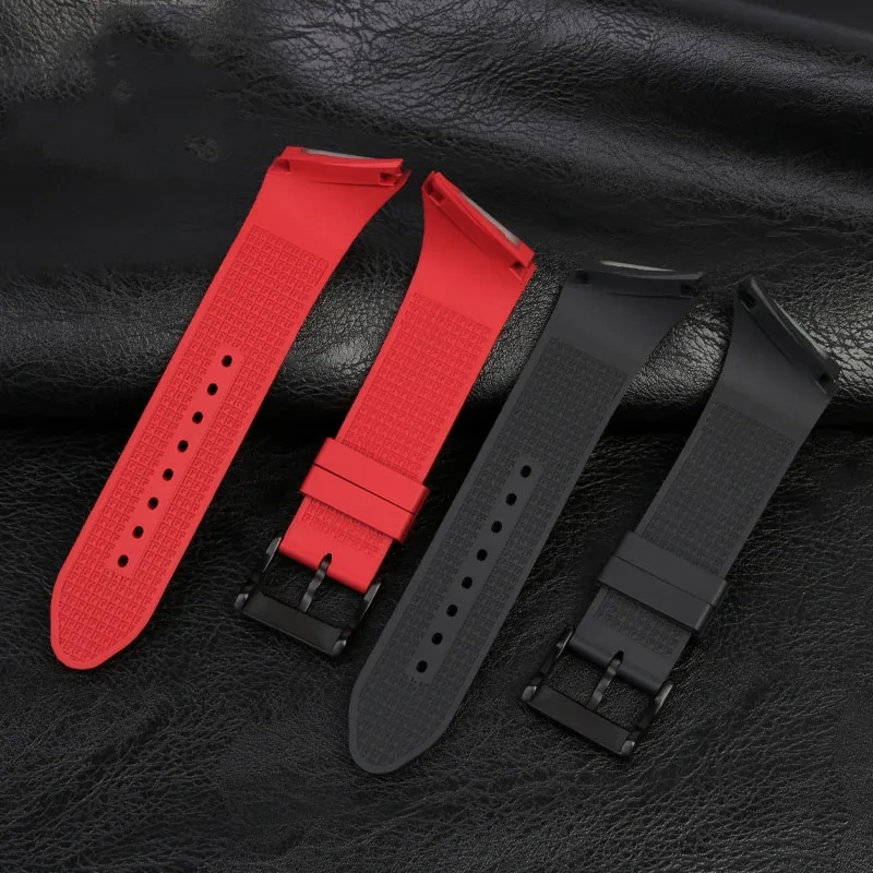 For Hamilton H24655331 H24615331 VENTURA Waterproof Silicone Watch Strap Inclined Rubber Black Men's Watchband 25mm Bracelet