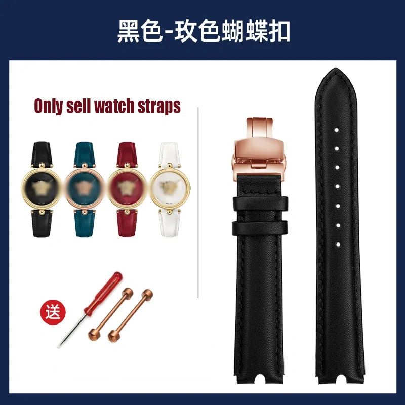 For VERSACE PALAZO Wristband Medusa Notched Genuine Leather Watch Band 18MM Women's Watch Strap VECQ00418/00118 Ladies Bracelet