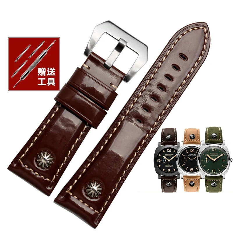 22mm 24MM 26mm Bracelet For Panerai Watchband High-quality Leather PAM111 With rivet Vintage cowhide Men Diesel Soft Watch Strap