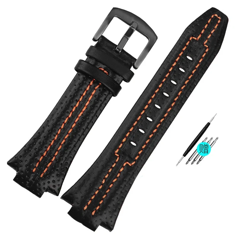 Genuine Leather Watchband Raised for Seiko sportura SNL029P2 SNL021P1 SNA595P2 SNL017P1 Watch Strap belt Men's Bracelet 27×15MM