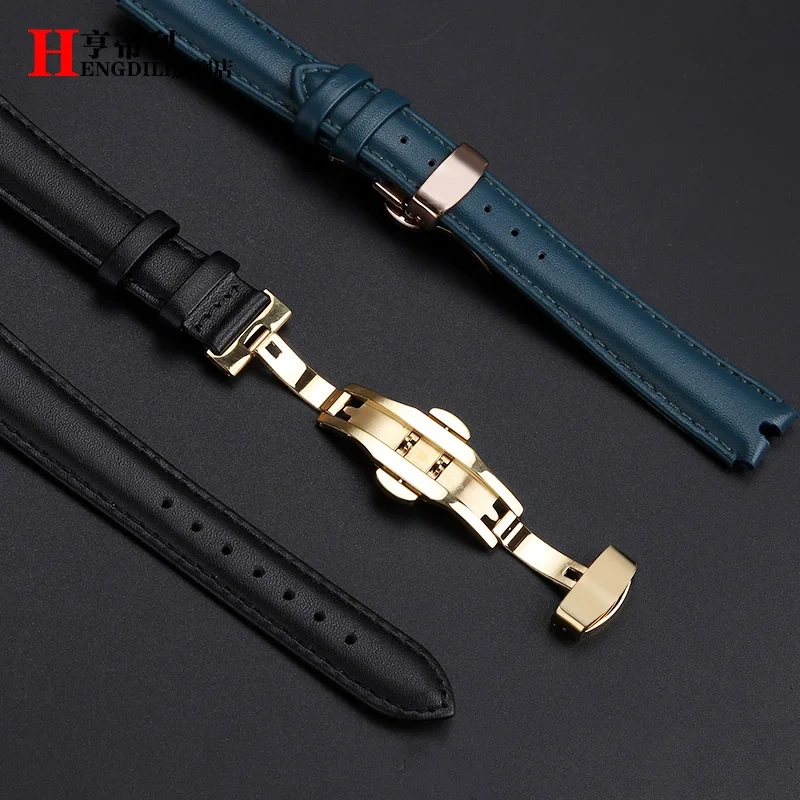 For VERSACE PALAZO Wristband Medusa Notched Genuine Leather Watch Band 18MM Women's Watch Strap VECQ00418/00118 Ladies Bracelet