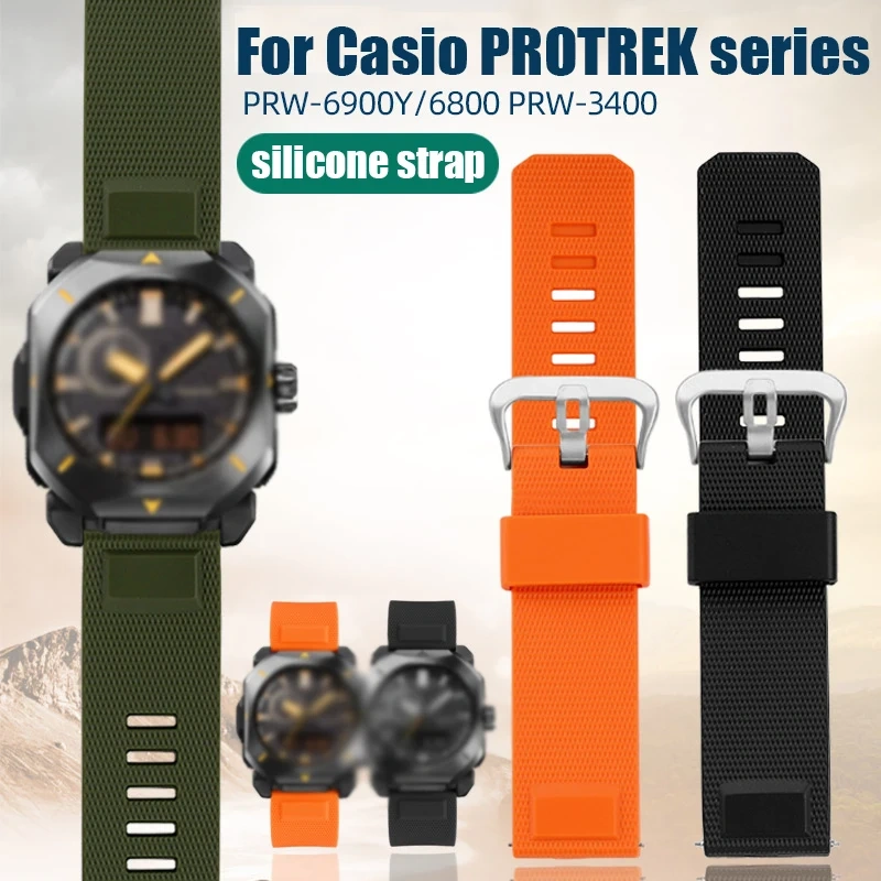 For Casio PRW-60/30/50/70YT PRW-6900Y/6800 PRW-3400 Luminox Citizen Sport Resin Silicone Watchband Quick Release WatchStrap 23MM